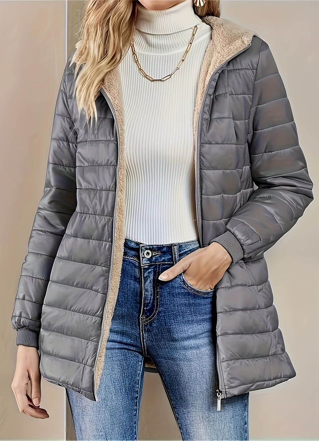 Gray puffer jacket - Elma Boutique