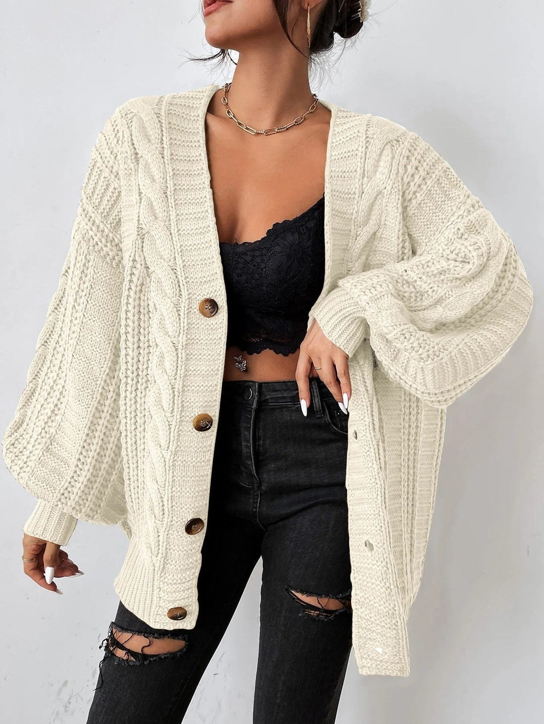 Cream cardigan - Elma Boutique