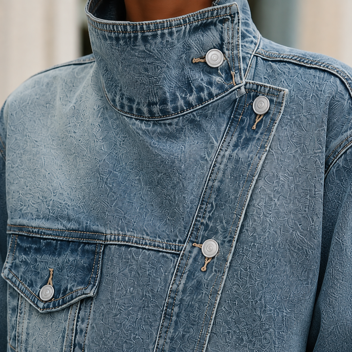 Denim jacket collar detail - Elma Boutique