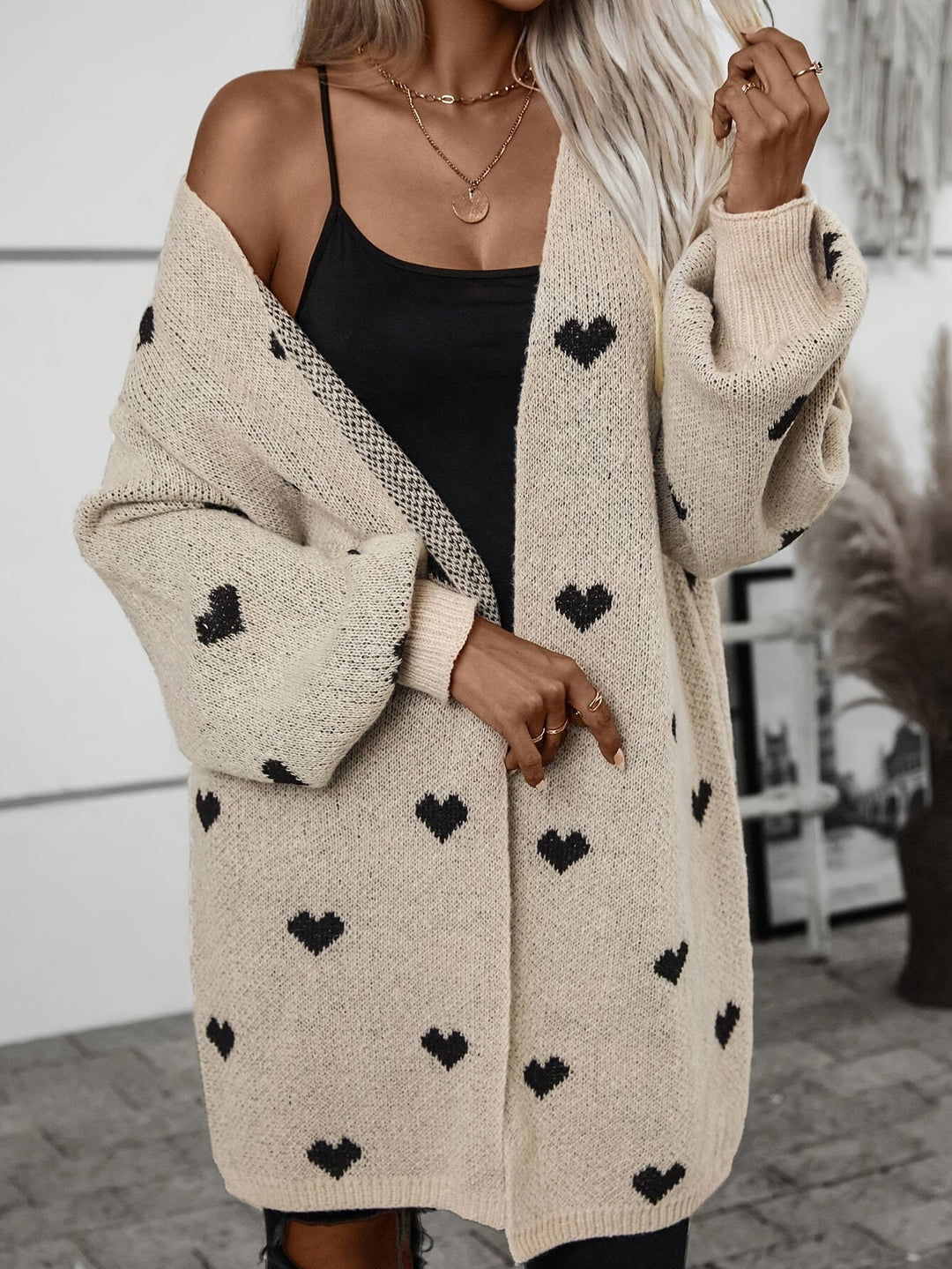 Khaki cardigan worn - Elma Boutique