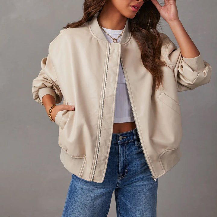 Cream bomber jacket - Elma Boutique
