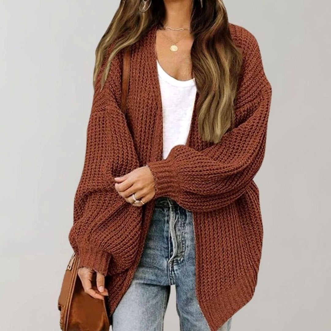 Oversized Open Front Chunky Knit Cardigan for Women