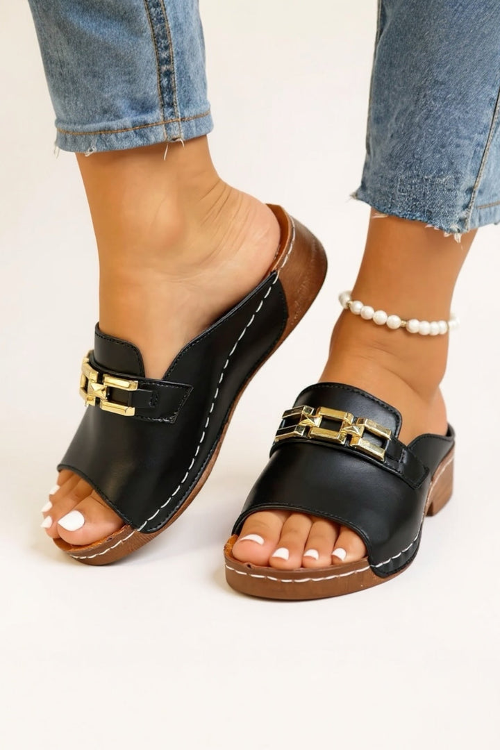 Open Toe Slip On Flat Sandals for Women