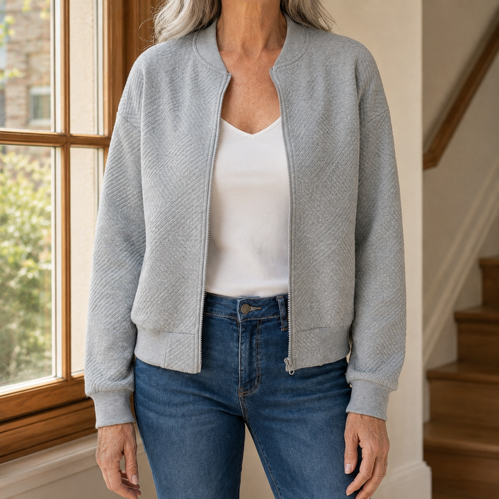Light Gray bomber jacket - Elma Boutique
