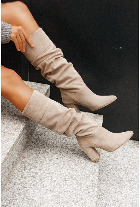 Beige knee high boots - Elma Boutique