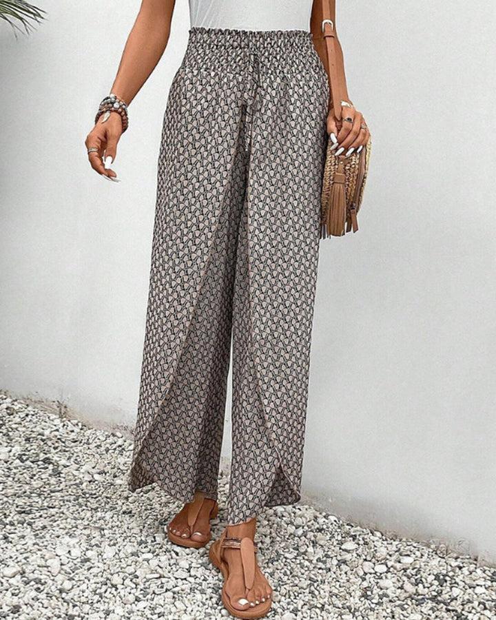 Wide Leg Trousers With Geometric Print for Women