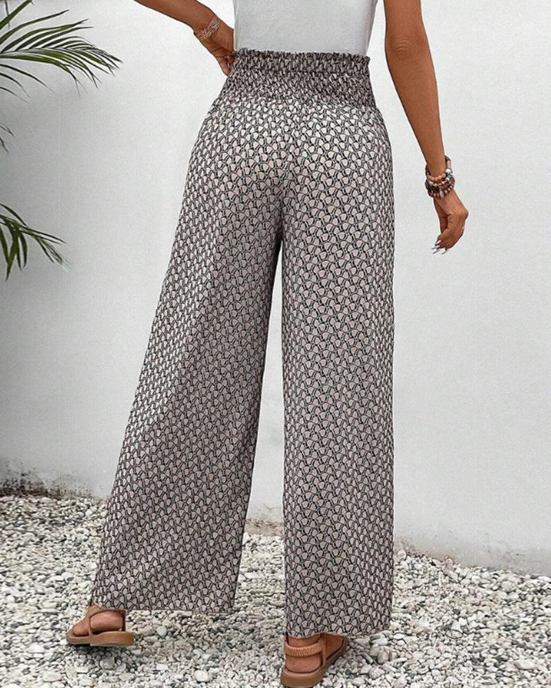 Wide Leg Trousers With Geometric Print for Women