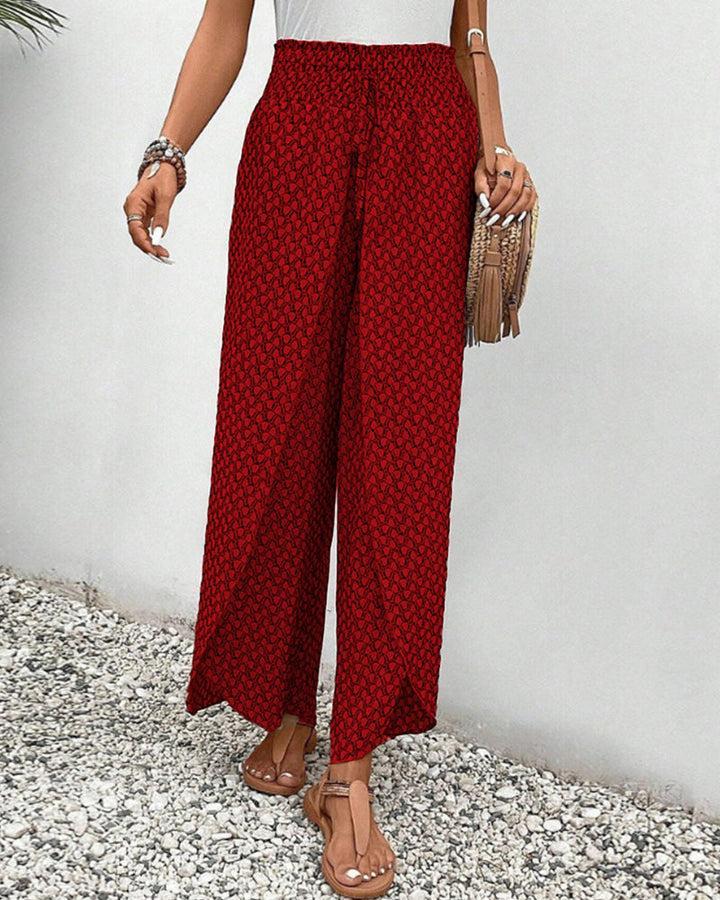 Wide Leg Trousers With Geometric Print for Women