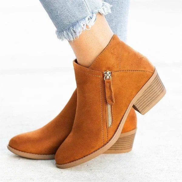 Orange Ankle Boots - Elma Boutique