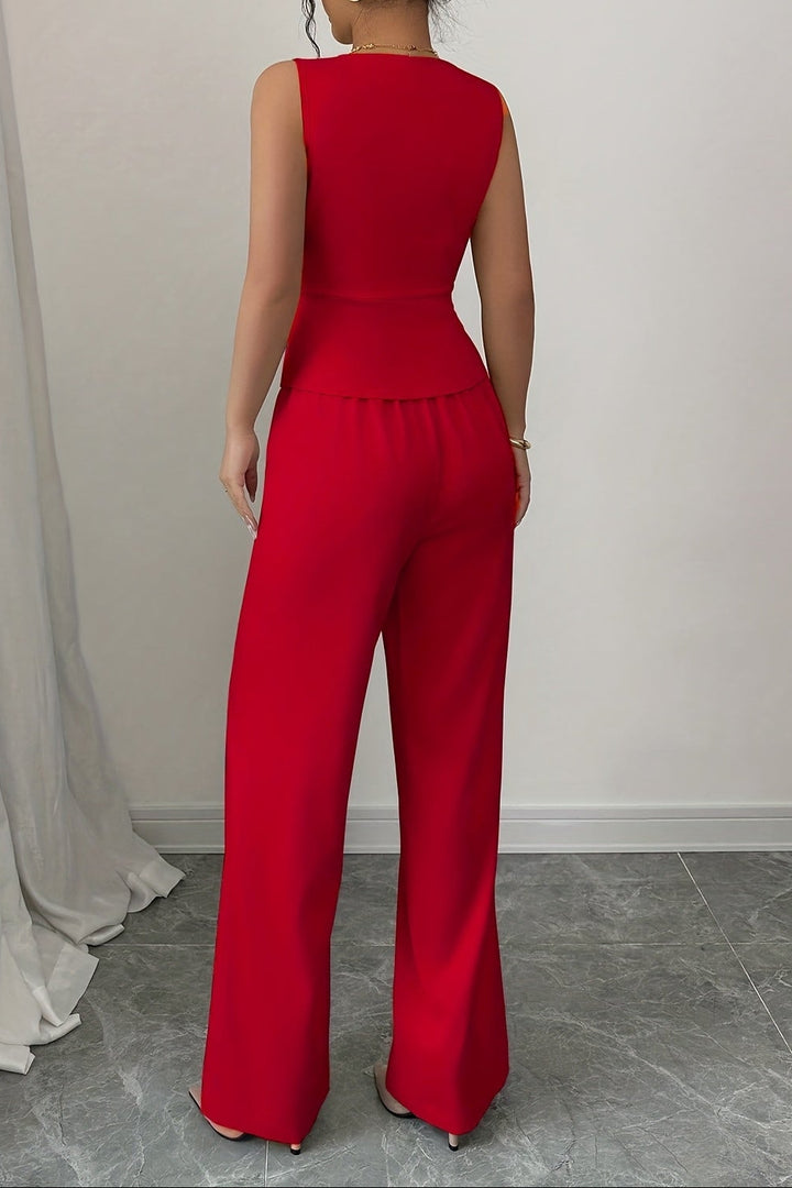Cardigan Vest and Pants Two Piece Set for Women