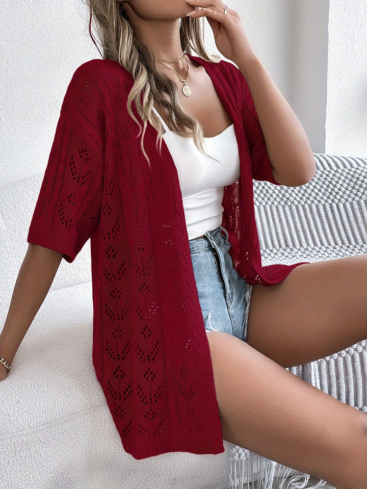 Open Knit Cardigan with Semi Sheer Design for Spring and Summer Women