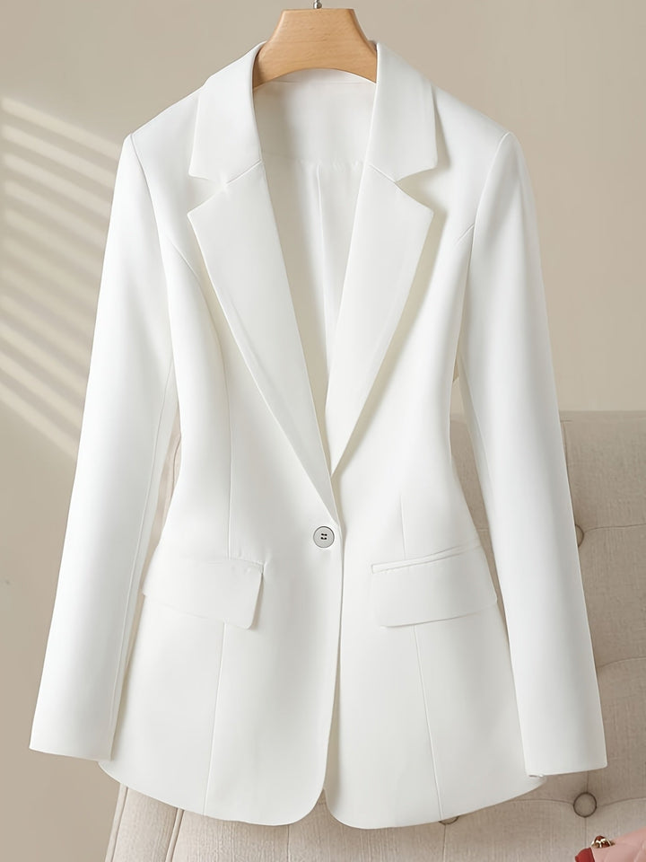 Slim Fit Blazer with Shoulder Pads and Cinched Waist for Office Women