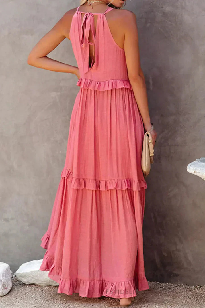 Elegant Sleeveless Dress with Ruffles detail view