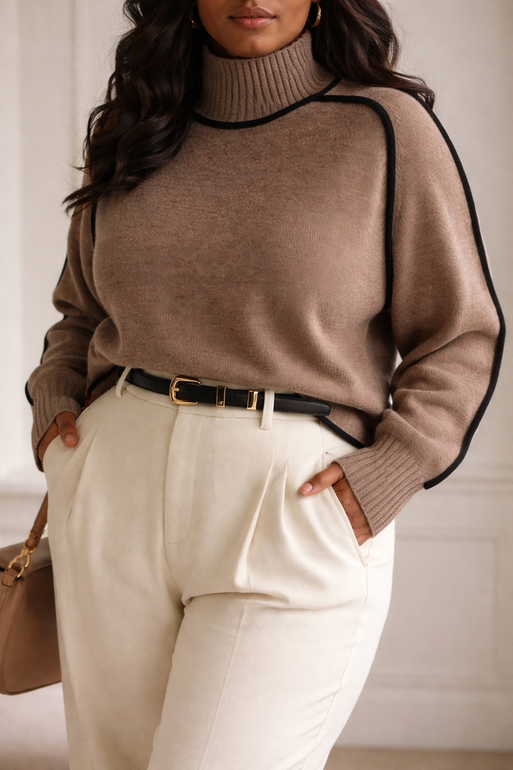 Elegant Flattering Fit Sweater Turtleneck