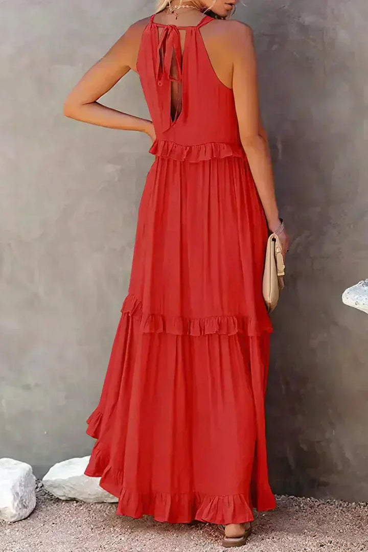 Elegant Sleeveless Dress with Ruffles detail view