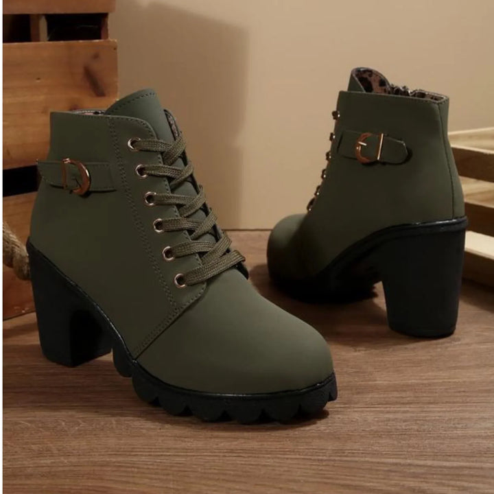 Army Green Ankle Boots - Elma Boutique