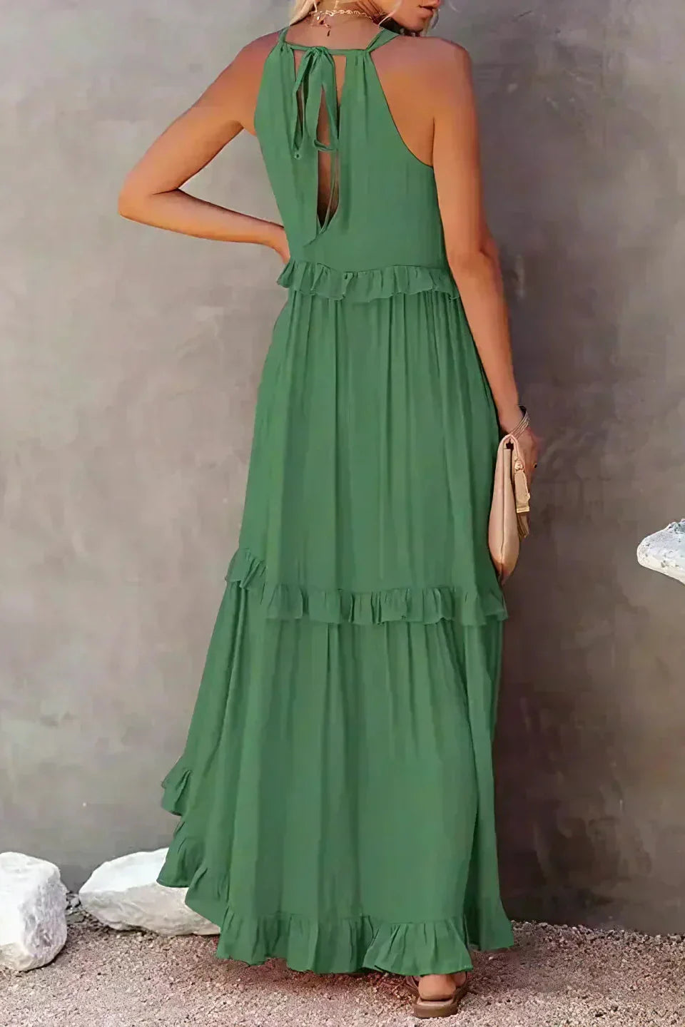 Elegant Sleeveless Dress with Ruffles detail view