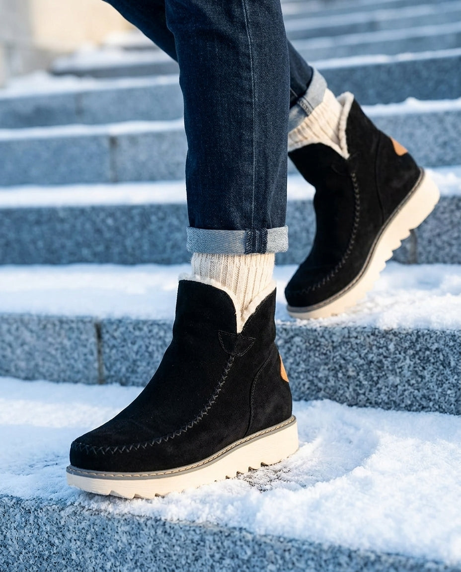 Women's Winter Fleece Lined Slip On Ankle Boots - Elma Boutique