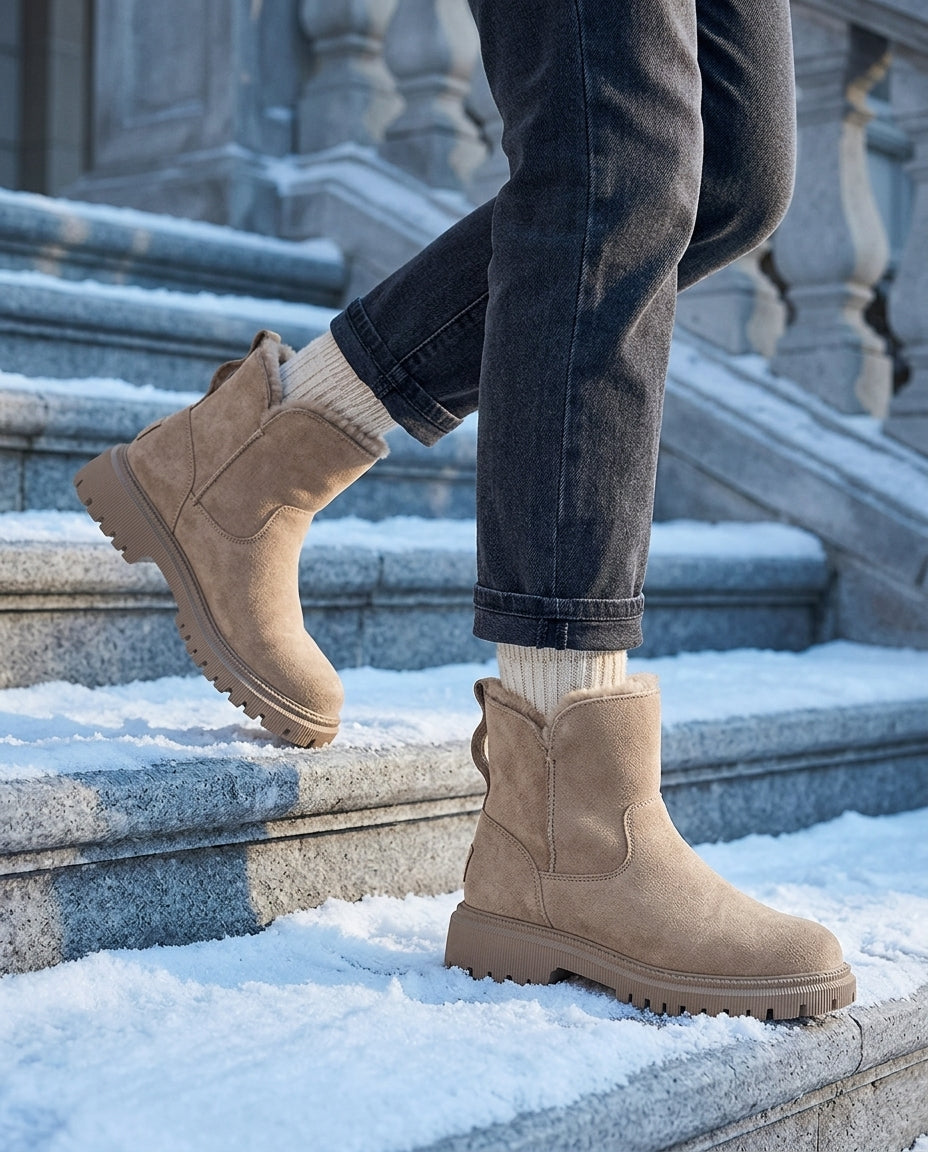 Women's Sherpa Lined Slip On Ankle Boots - Elma Boutique
