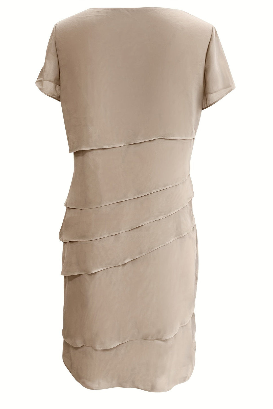 Chiffon Midi Dress with Layered Design and Short Sleeves for Work