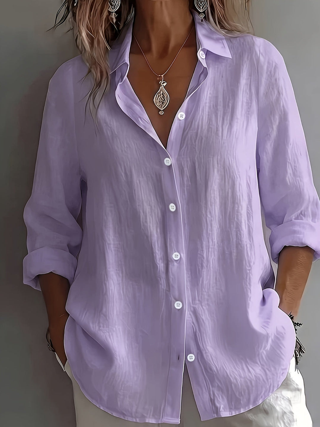 Shirt with Collar and Long Sleeves for Vacation