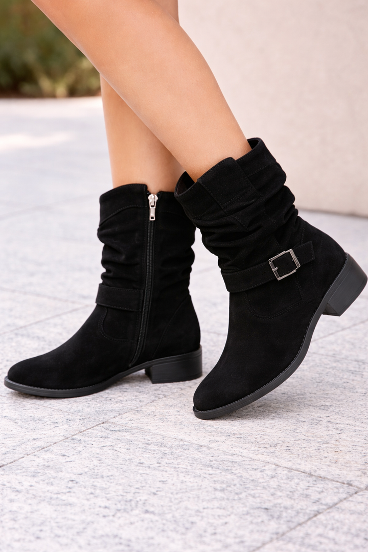 Elegant Mid-Calf Boots With Cushioned Soles