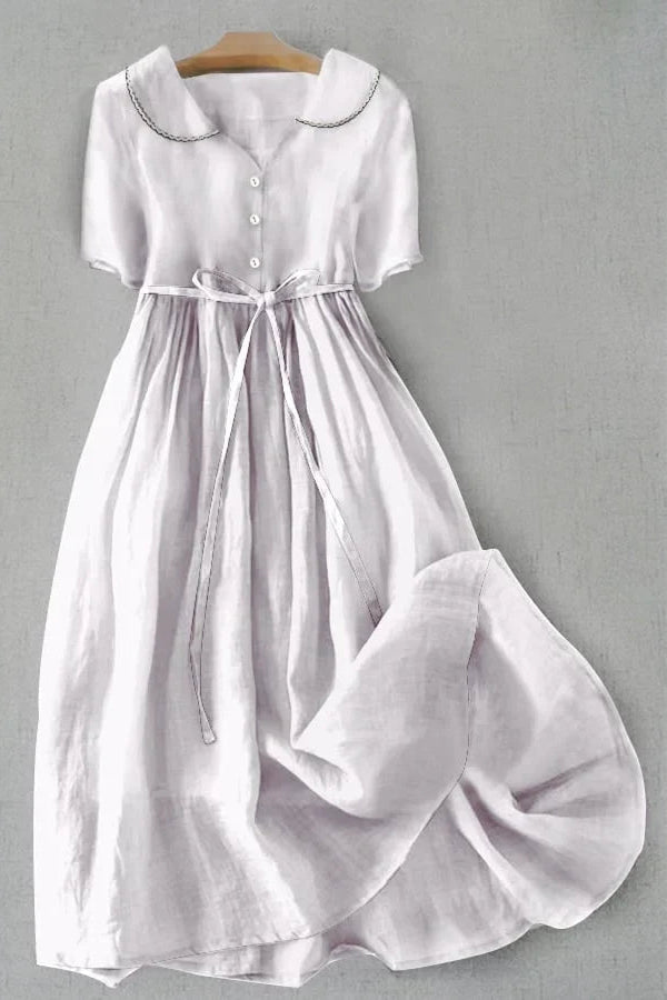 Elodie - Lace Up Short Sleeve Dress