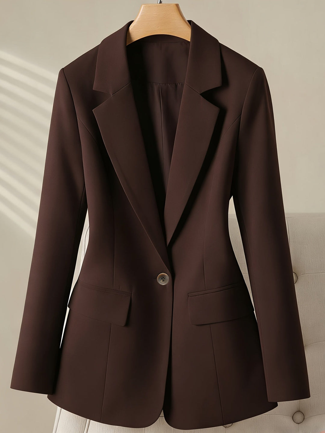 Slim Fit Blazer with Shoulder Pads and Cinched Waist for Office Women
