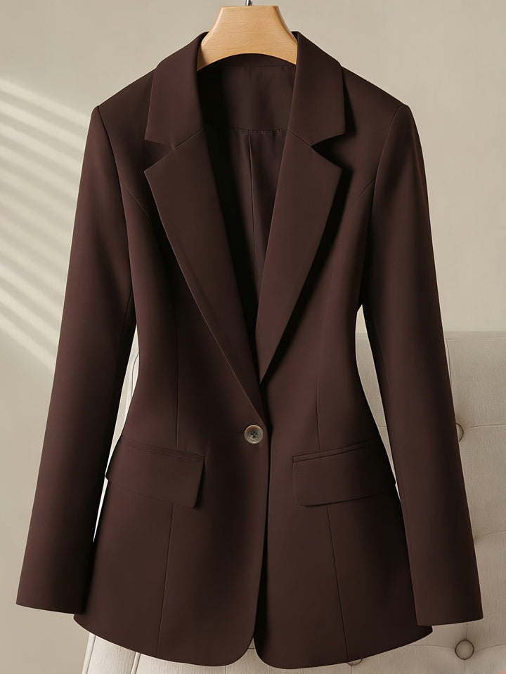 Slim Fit Blazer with Shoulder Pads and Cinched Waist for Office Women