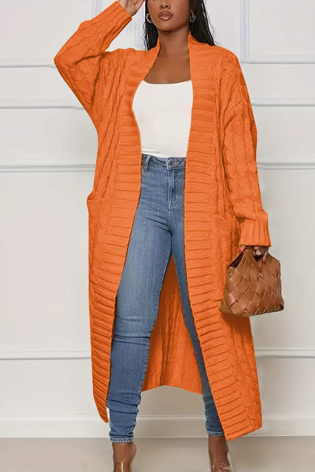 Asymmetrical Knit Plus Size Coat with V Neck for Fall and Winter