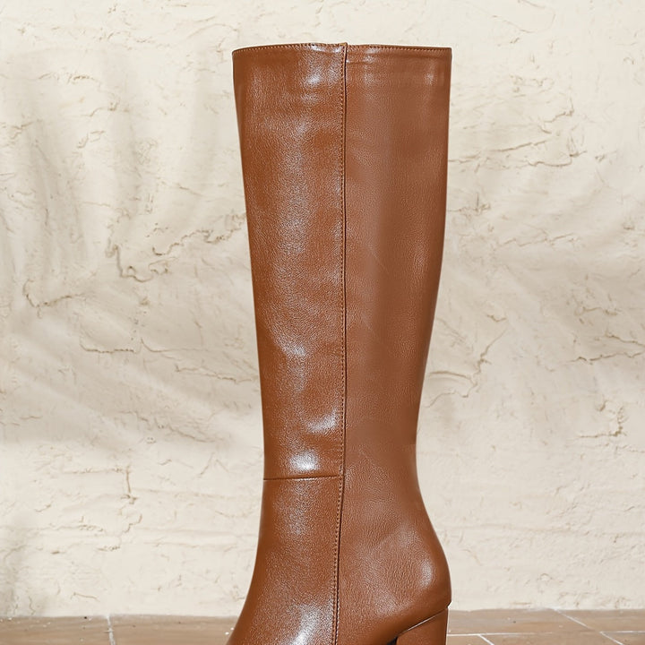 Zip Up Knee High Boots with Pointed Toe for Women