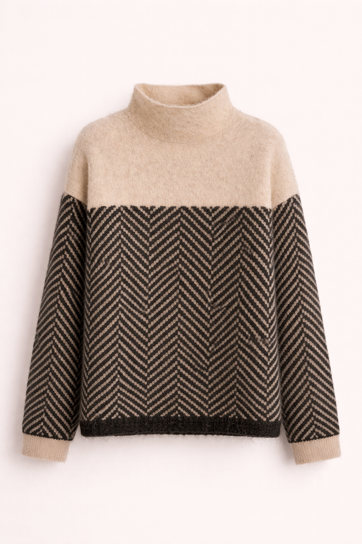 Turtleneck Sweater Stripes Pattern for Women