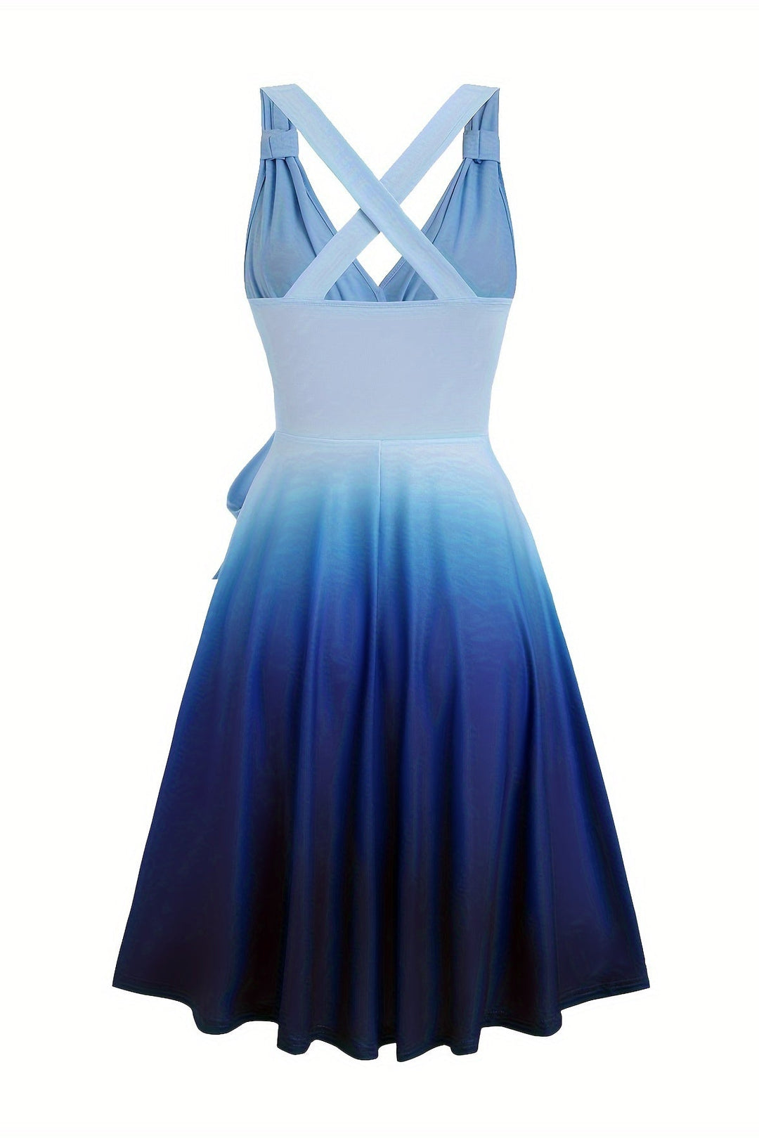 Gradient Print A Line Dress with V Neck and Ruched Bust