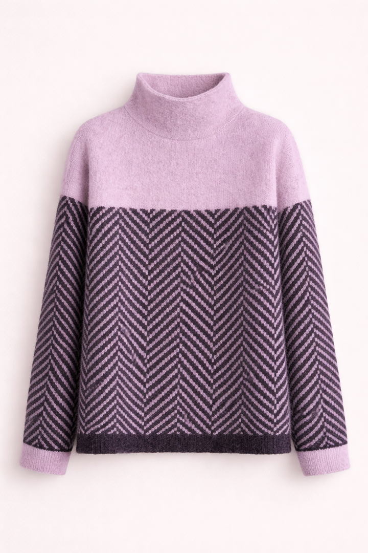 Turtleneck Sweater Stripes Pattern for Women