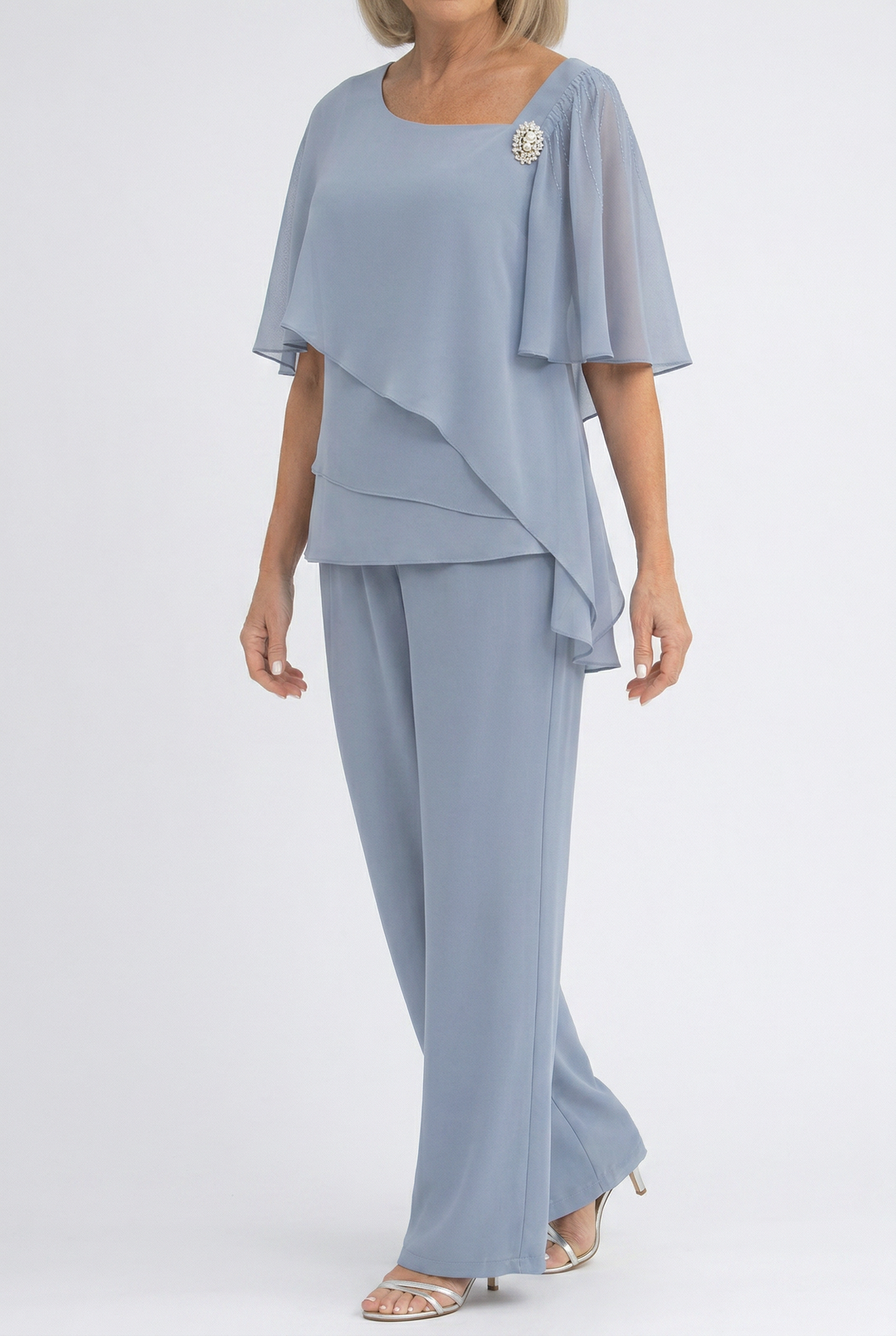 Elegant Layered Top and Wide-Leg Pants Set