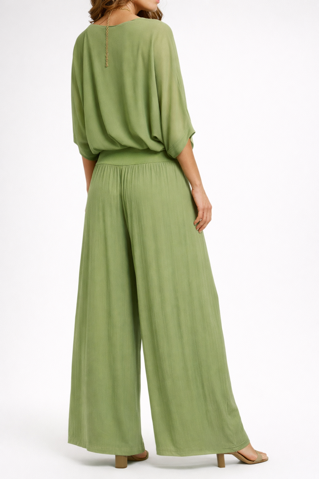 Relaxed V-Neck Top and Wide-Leg Pants Set