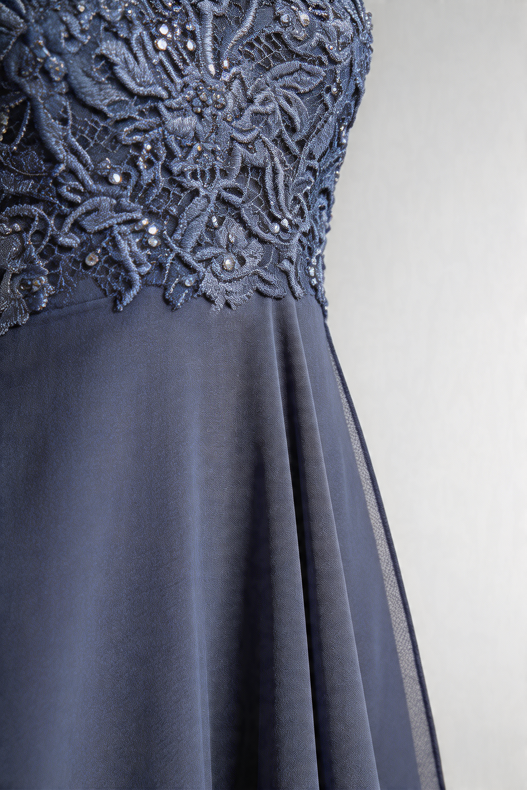 Lace Bodice Midi Dress with Sheer Sleeves