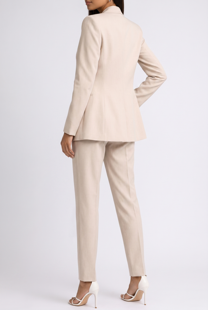 Tailored Blazer and Slim Pants Set with Belt