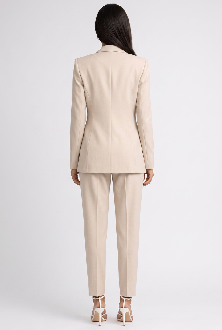 Tailored Blazer and Slim Pants Set with Belt