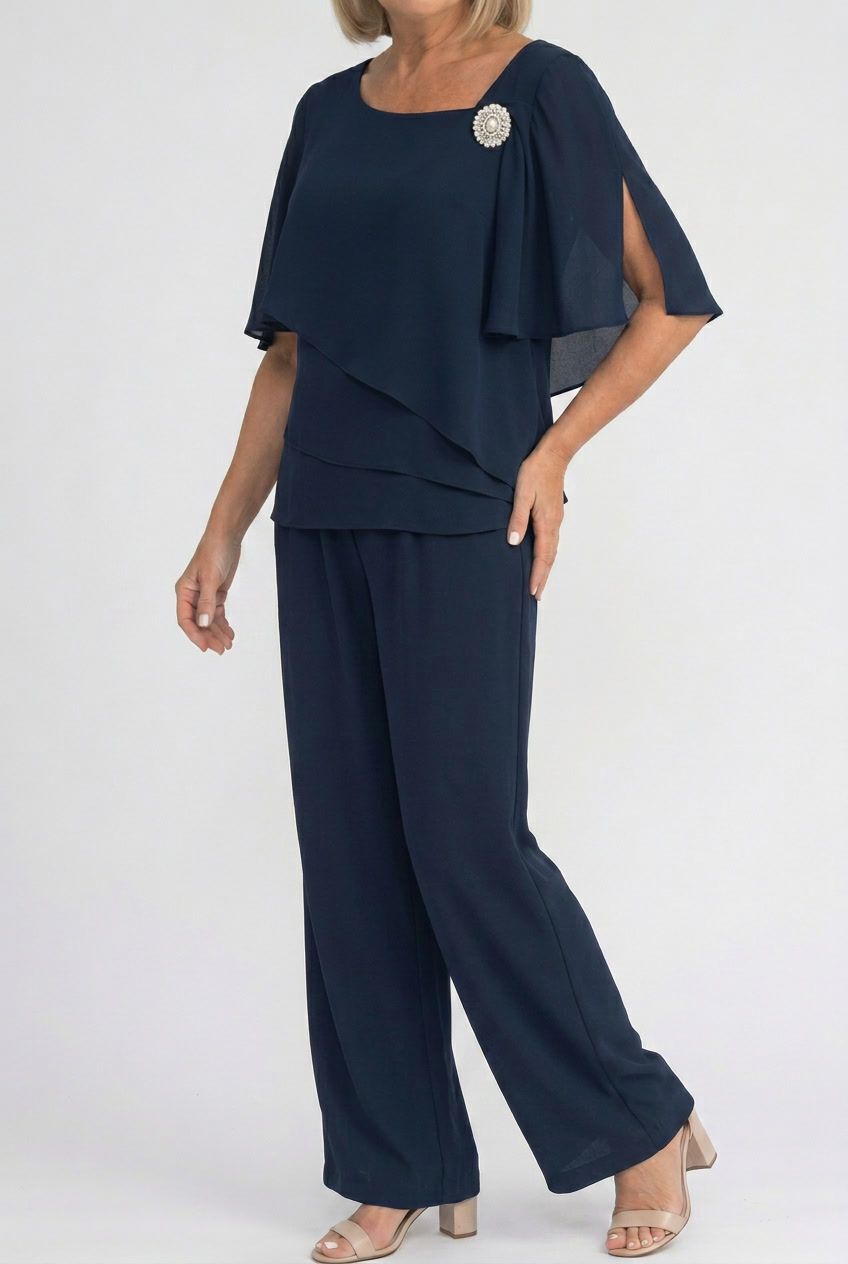 Elegant Layered Top and Wide-Leg Pants Set