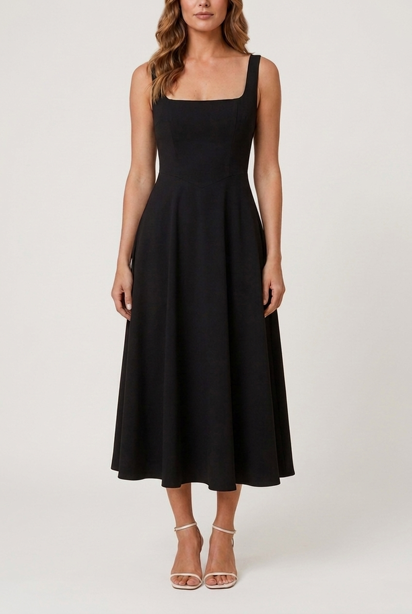 Flowy Midi Dress with Relaxed Silhouette