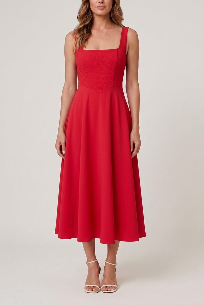 Flowy Midi Dress with Relaxed Silhouette