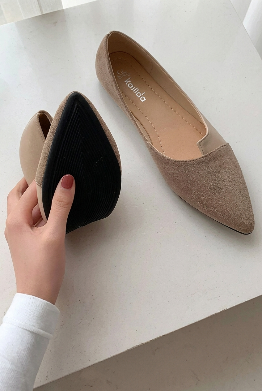 Womens Pointed Toe Slip On Ballet Flats