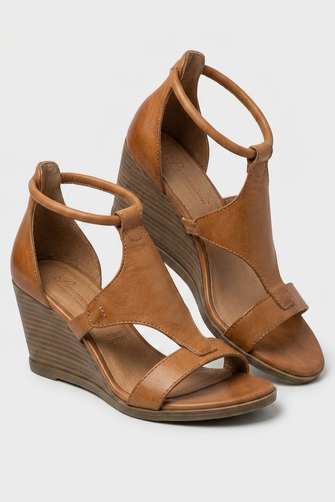 T-Strap Wedge Sandals with Platform Sole