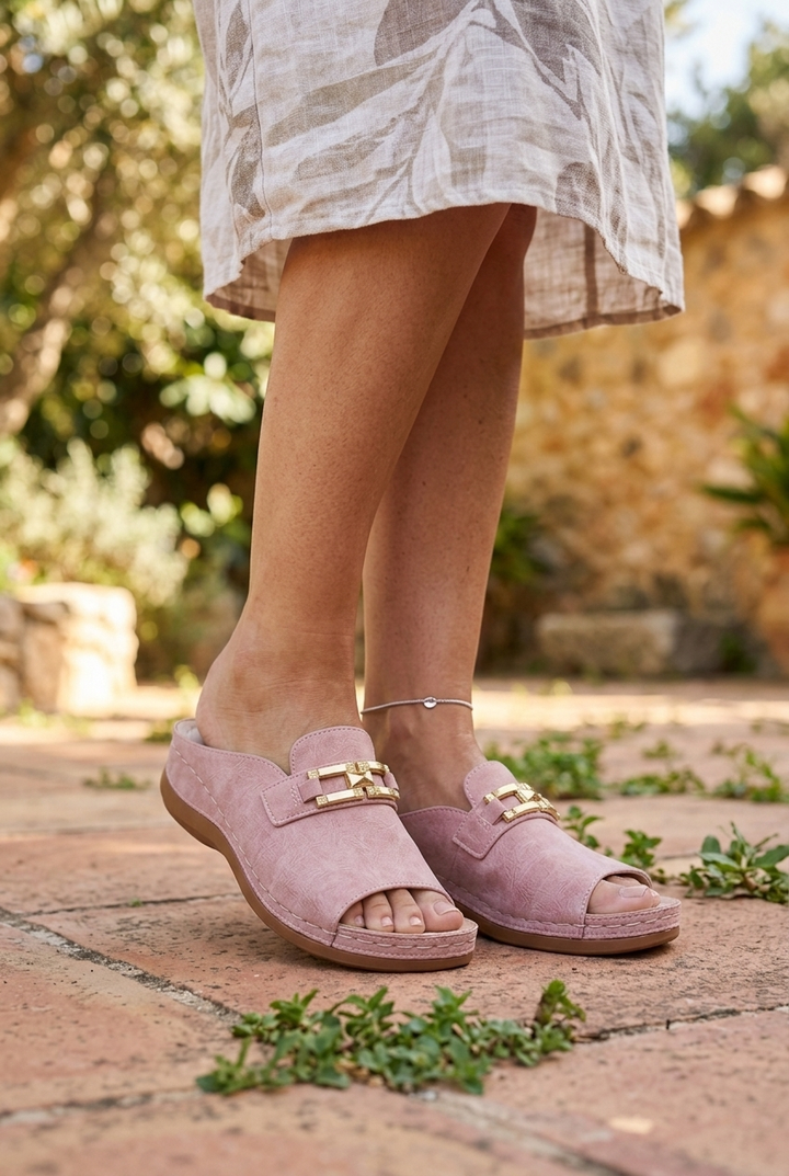 Open Toe Slip On Flat Sandals for Women