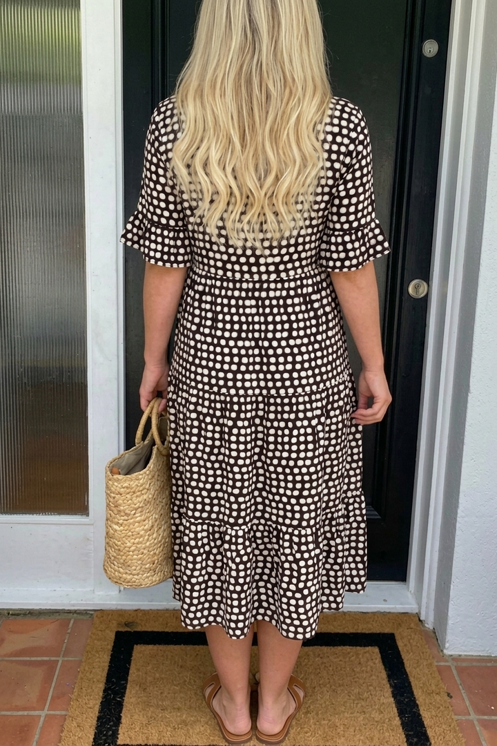 Relaxed Tiered Midi Dress with Short Sleeves