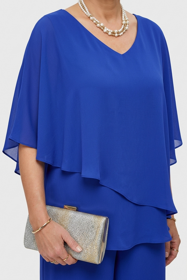 Two Piece Set with Tailored Top and Wide Leg Trousers