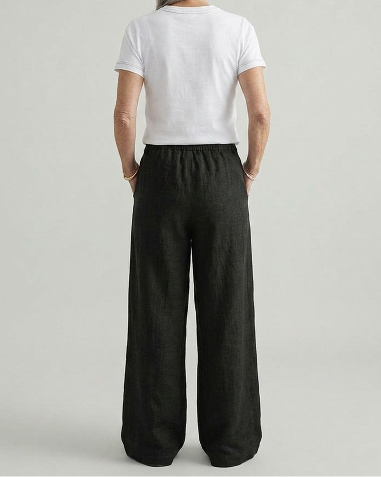 Wide Leg Trousers with Pockets and Solid Color