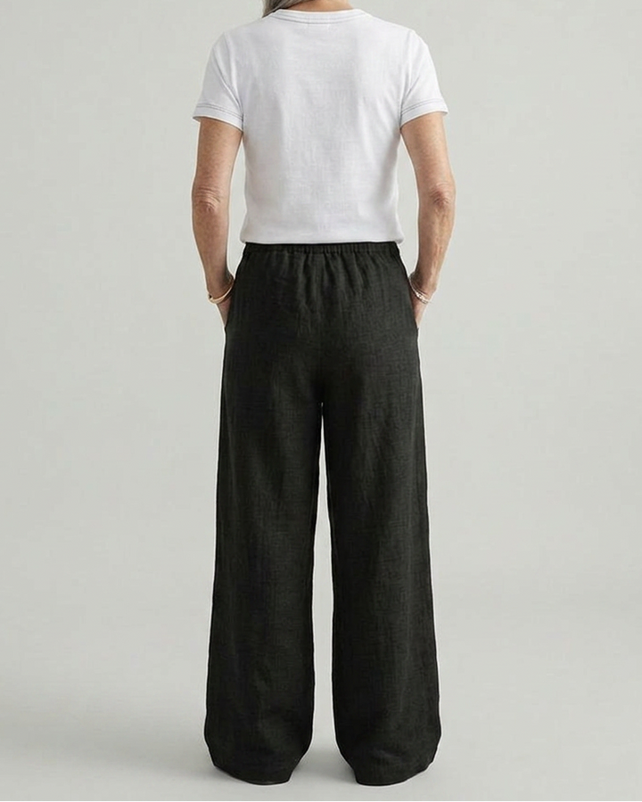 Wide Leg Trousers with Pockets and Solid Color