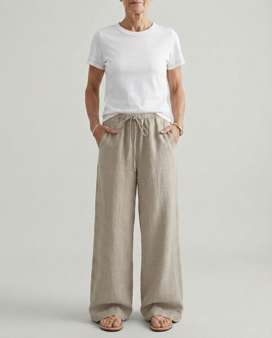 Wide Leg Trousers with Pockets and Solid Color